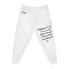 Inspiring Athletic Joggers with Philippians 4:13 Quote 'AMF' Custom