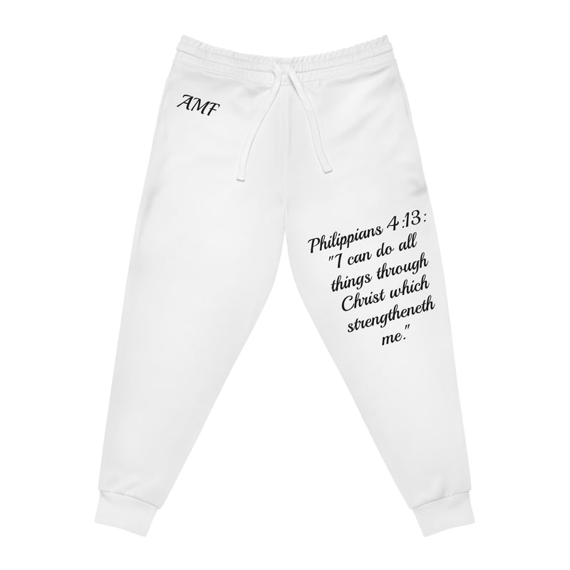 Inspiring Athletic Joggers with Philippians 4:13 Quote 'AMF' Custom