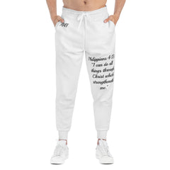 Inspiring Athletic Joggers with Philippians 4:13 Quote 'AMF' Custom