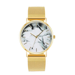 Fashion Rose Gold Mesh Band Creative Marble Female Wristwatch