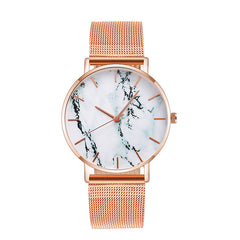 Fashion Rose Gold Mesh Band Creative Marble Female Wristwatch